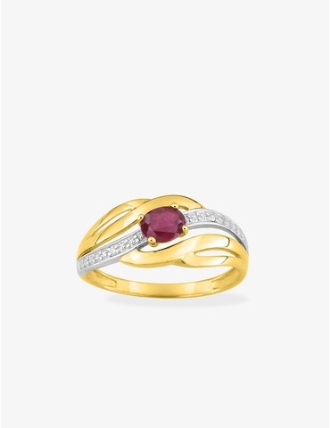 Bague or jaune 375‰, rubis...