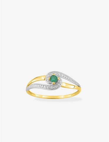 Bague émeraude bicolore or...