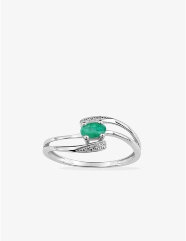 Bague émeraude or blanc 375‰