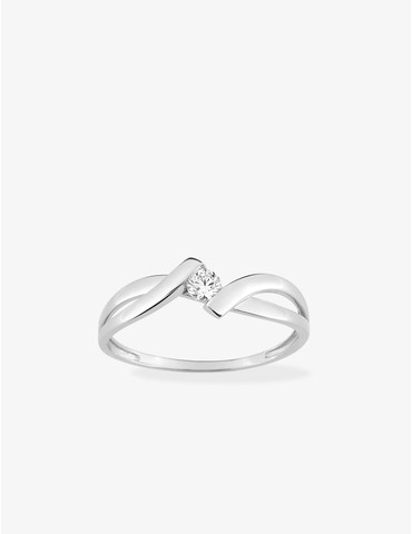 Bague solitaire or blanc...