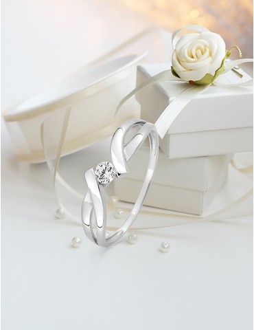 Bague solitaire or blanc...