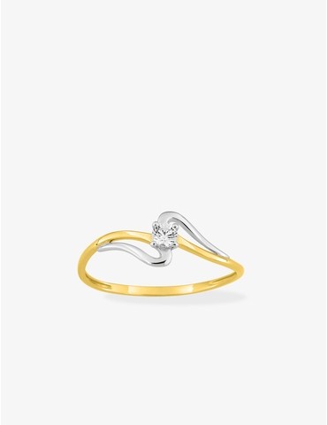Bague solitaire bicolore...