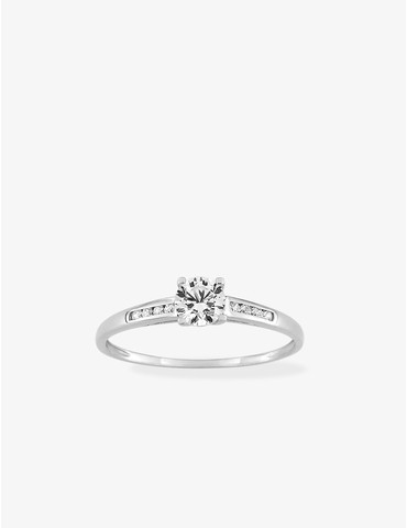Bague solitaire accompagné...