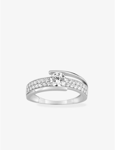 Bague solitaire accompagné...