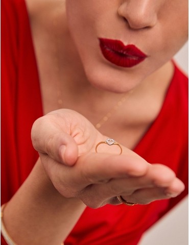 Bague motif cœur bicolore...