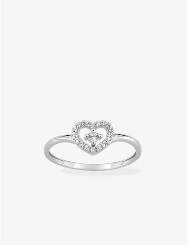 Bague motif cœur or blanc...