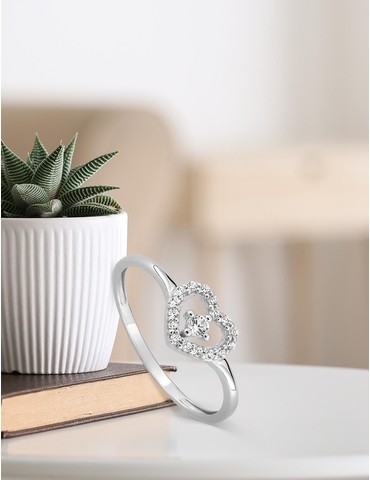 Bague motif cœur or blanc...