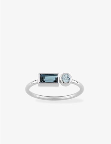 Bague or blanc 750 ‰ topaze...