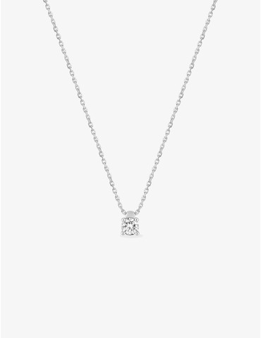 Collier solitaire or blanc...