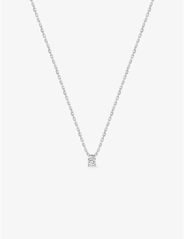 Collier solitaire or blanc...