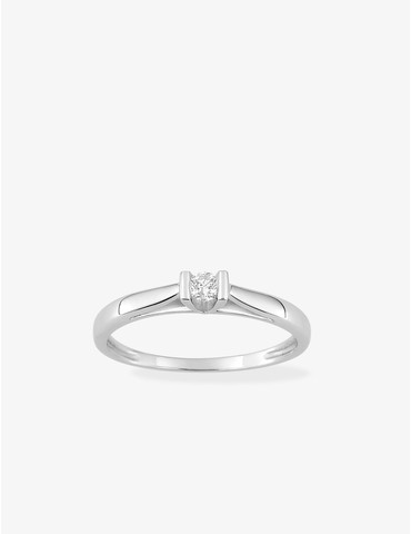 Bague solitaire or blanc...