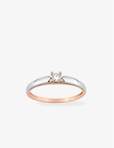Bague solitaire bicolore or...