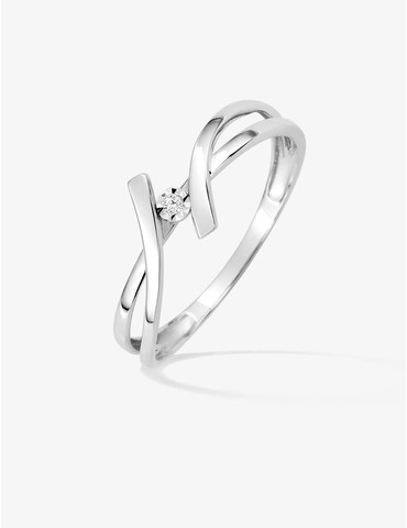 Bague solitaire or blanc...