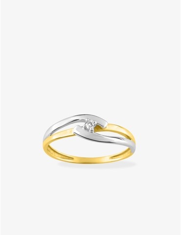 Bague solitaire bicolore or...