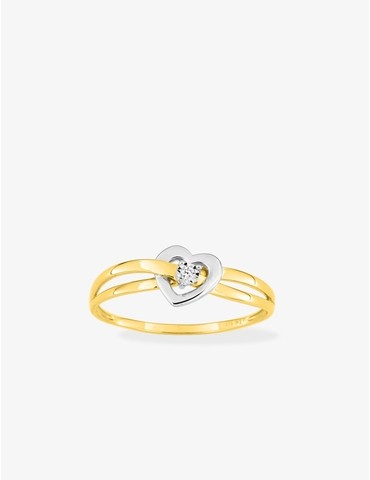 Bague solitaire bicolore or...