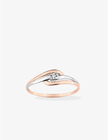 Bague solitaire bicolore or...