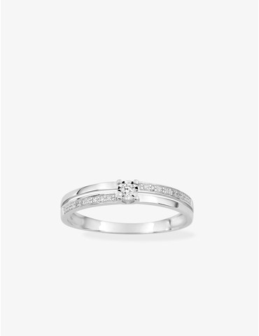 Bague solitaire accompagné...