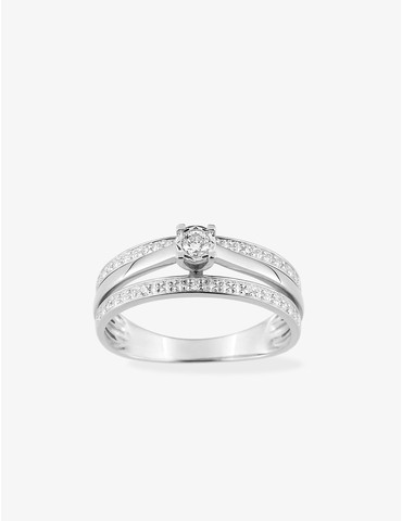 Bague solitaire accompagné...