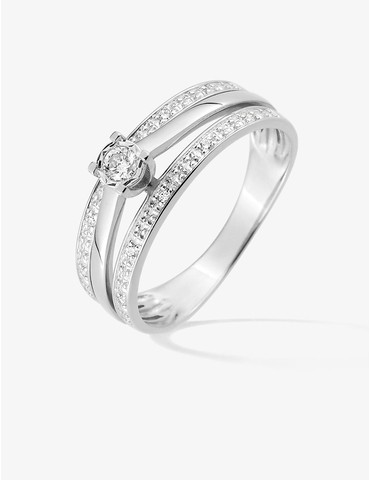 Bague solitaire accompagné...