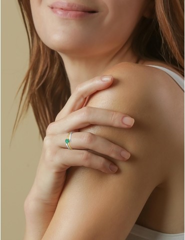 Bague bicolore en or jaune...