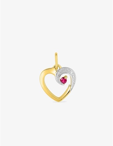 Pendentif cœur en or et rubis