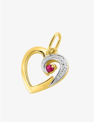 Pendentif cœur en or et rubis