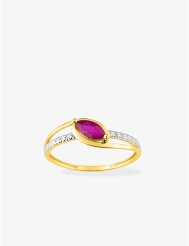 Bague rubis en or 375‰ rhodiée