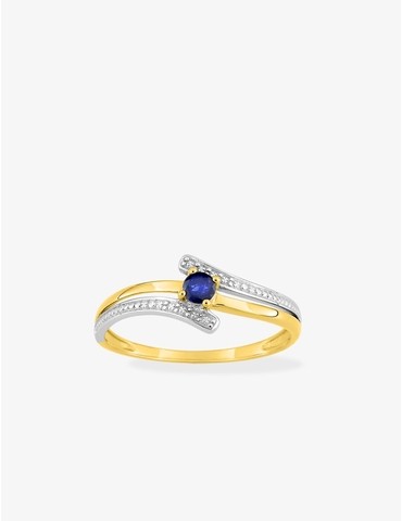 Bague saphir et rhodium en...
