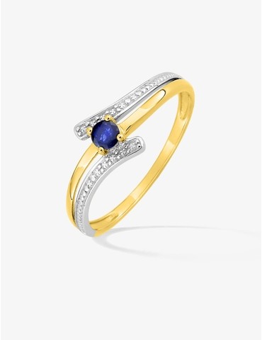 Bague saphir et rhodium en...