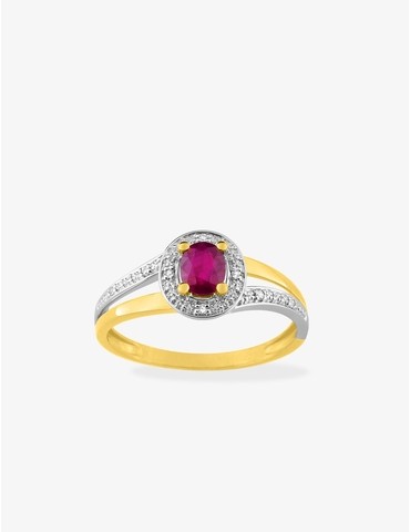 Bague rubis et diamant en...