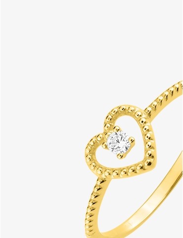 Bague cœur effet perlé or...