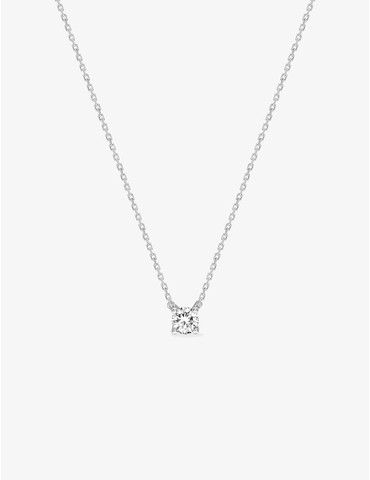 Collier solitaire or blanc...