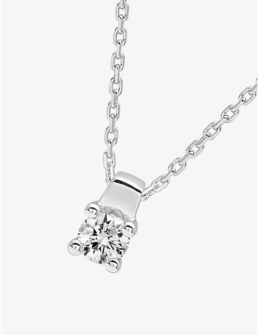 Collier solitaire or blanc...