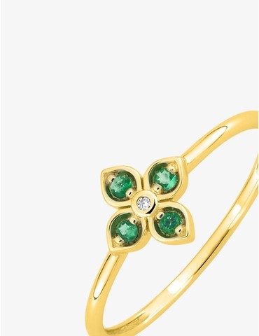 Bague fleur en or jaune...