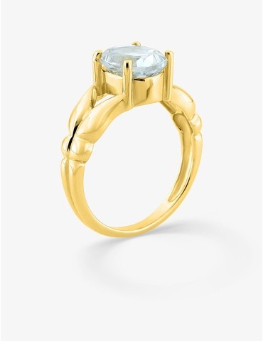Bague or 750 ‰ aigue-marine...