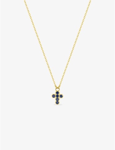Collier or 375‰ saphir croix