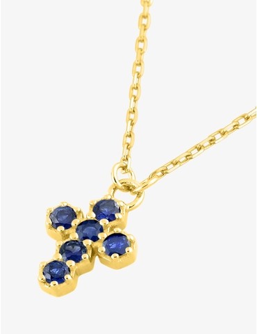 Collier or 375‰ saphir croix