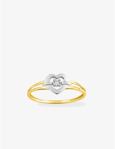 Bague cœur bicolore en or...