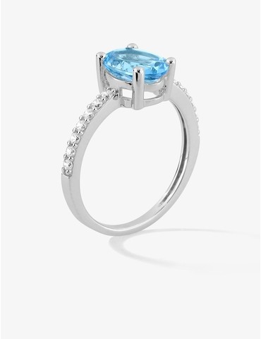 Bague or blanc 375 ‰ topaze...