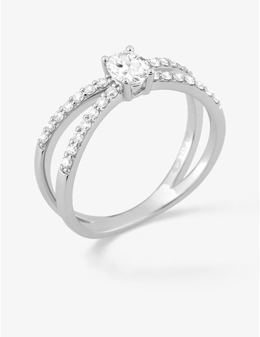 Bague solitaire accompagnée...