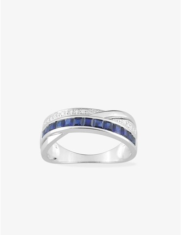Bague or 375 ‰ blanc avec...