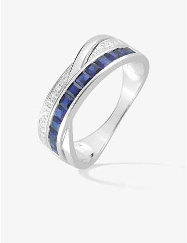 Bague or 375 ‰ blanc avec...