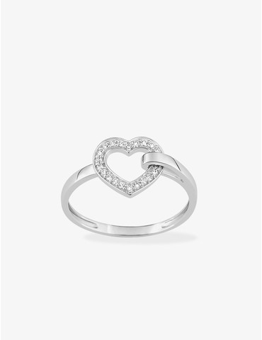 Bague cœur en or blanc 375...
