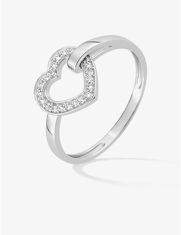 Bague cœur en or blanc 375...