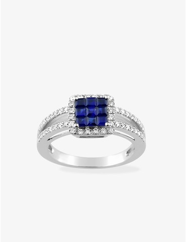 Bague en or blanc 750 ‰, 9...