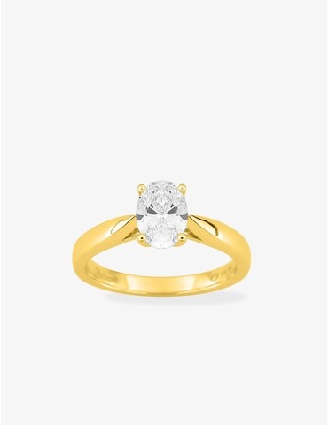 Bague solitaire ovale en or...
