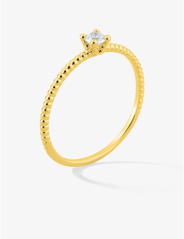 Bague solitaire perlée en...