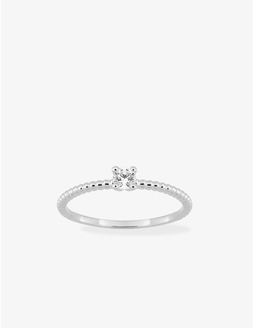 Bague solitaire perlée en...
