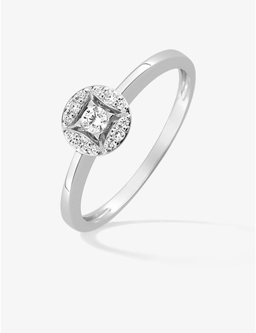 Bague or 750 ‰ blanc avec...