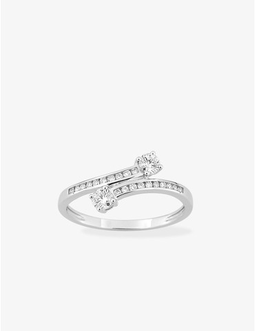 Bague or 750 ‰ blanc avec...
